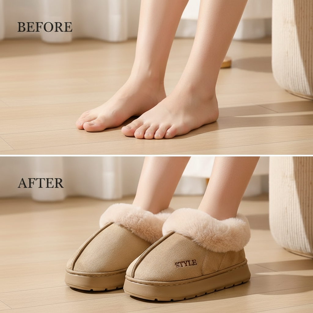 Couple's Luxury Comfortable Warm Fleece Lined Winter Slippers - Elegant, Warm, and Comfortable Thick Sole Indoor