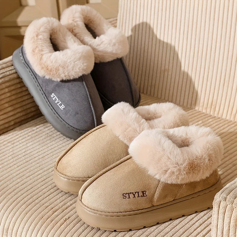 Couple's Luxury Comfortable Warm Fleece Lined Winter Slippers - Elegant, Warm, and Comfortable Thick Sole Indoor