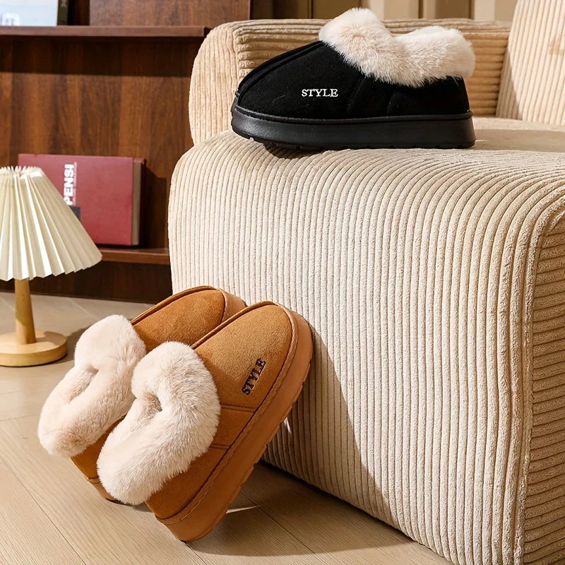 Couple's Luxury Comfortable Warm Fleece Lined Winter Slippers - Elegant, Warm, and Comfortable Thick Sole Indoor