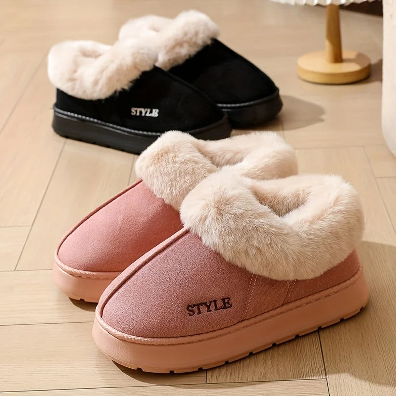 Couple's Luxury Comfortable Warm Fleece Lined Winter Slippers - Elegant, Warm, and Comfortable Thick Sole Indoor