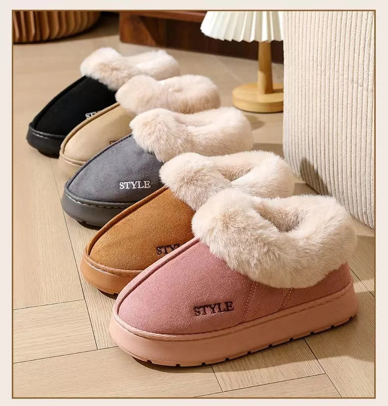 Couple's Luxury Comfortable Warm Fleece Lined Winter Slippers - Elegant, Warm, and Comfortable Thick Sole Indoor