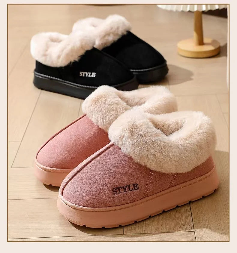 Couple's Luxury Comfortable Warm Fleece Lined Winter Slippers - Elegant, Warm, and Comfortable Thick Sole Indoor