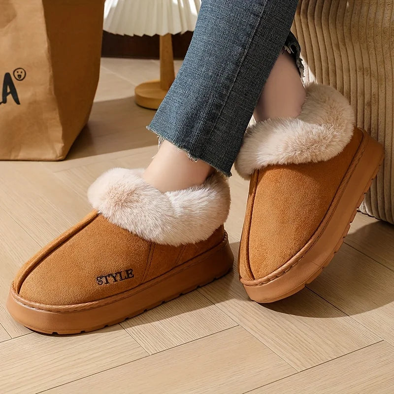 Couple's Luxury Comfortable Warm Fleece Lined Winter Slippers - Elegant, Warm, and Comfortable Thick Sole Indoor