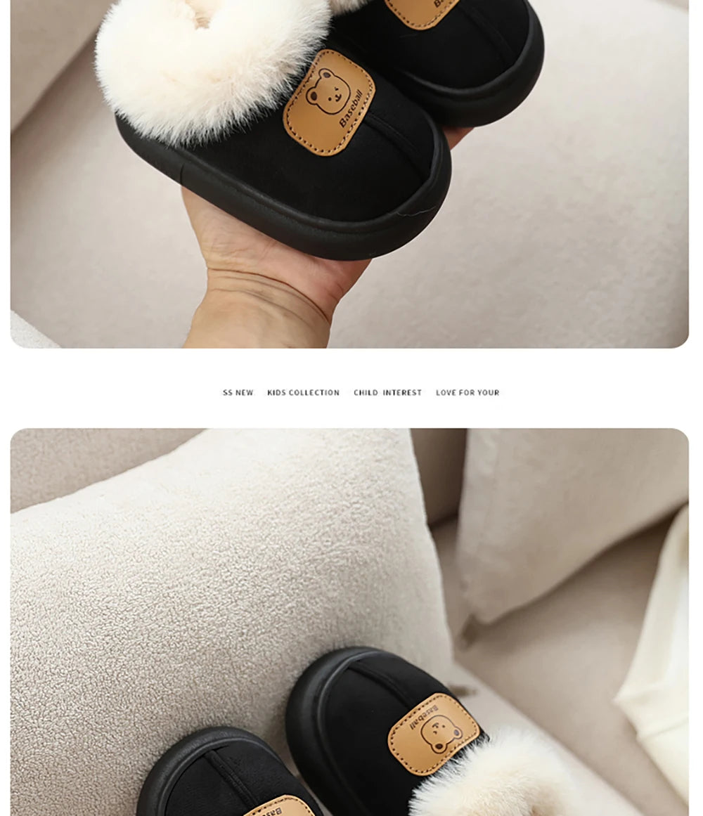 Cute Cartoon Winter Boots For Children Boy's Girl's Plush Boots Thick Warm Velvet Faux Fur Snow Boots For Toddler Kid's Boots