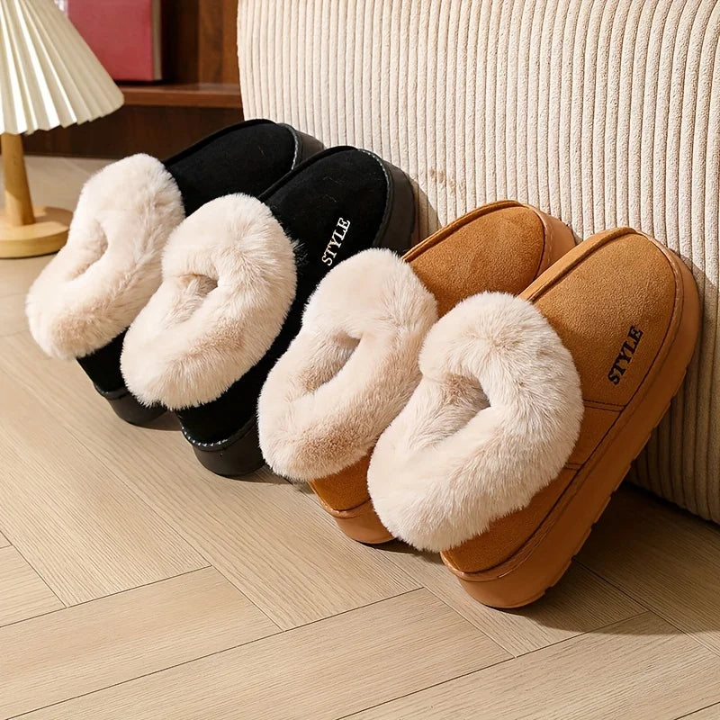 Couple's Luxury Comfortable Warm Fleece Lined Winter Slippers - Elegant, Warm, and Comfortable Thick Sole Indoor